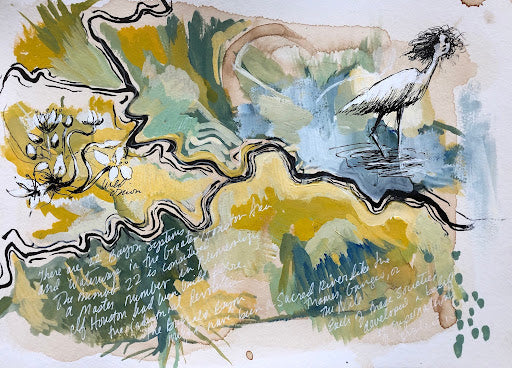 hand-illustrated map of the Buffalo Bayou